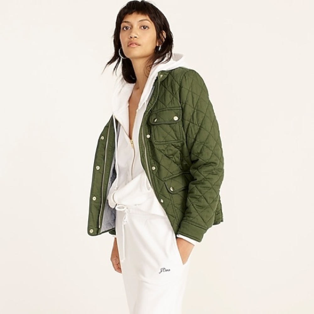J.Crew Quilted Downtown Field Jacket - Deep Moss